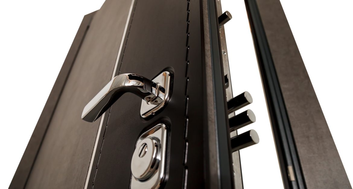 An open door with locks